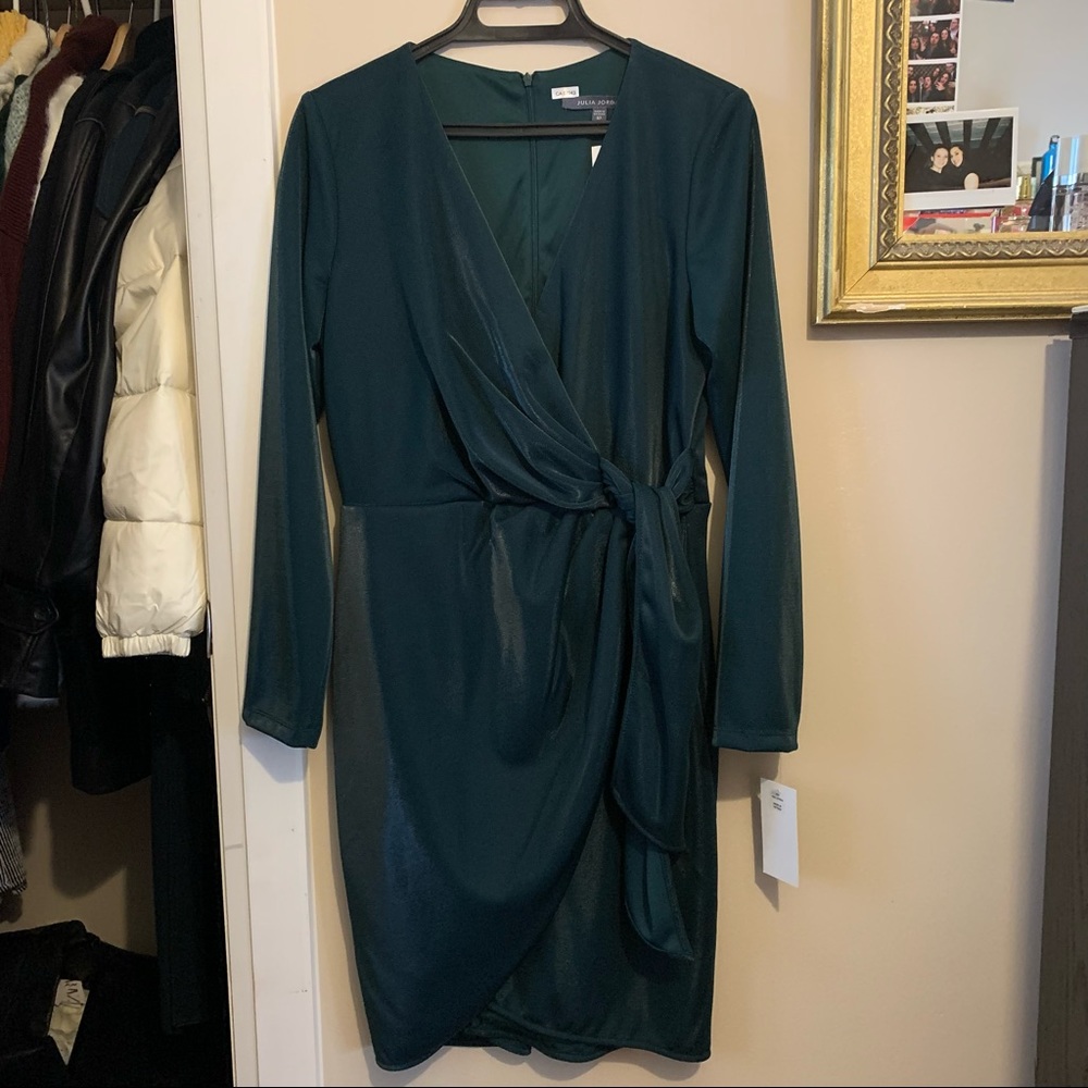 NWT Metallic Thread Faux-wrap Dress